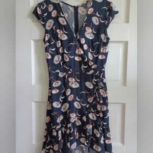 J.Crew Mercantile faux wrap dress navy floral workwear party wedding 00